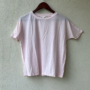 COS Flowy Light Pink Cotton T-Shirt - Medium